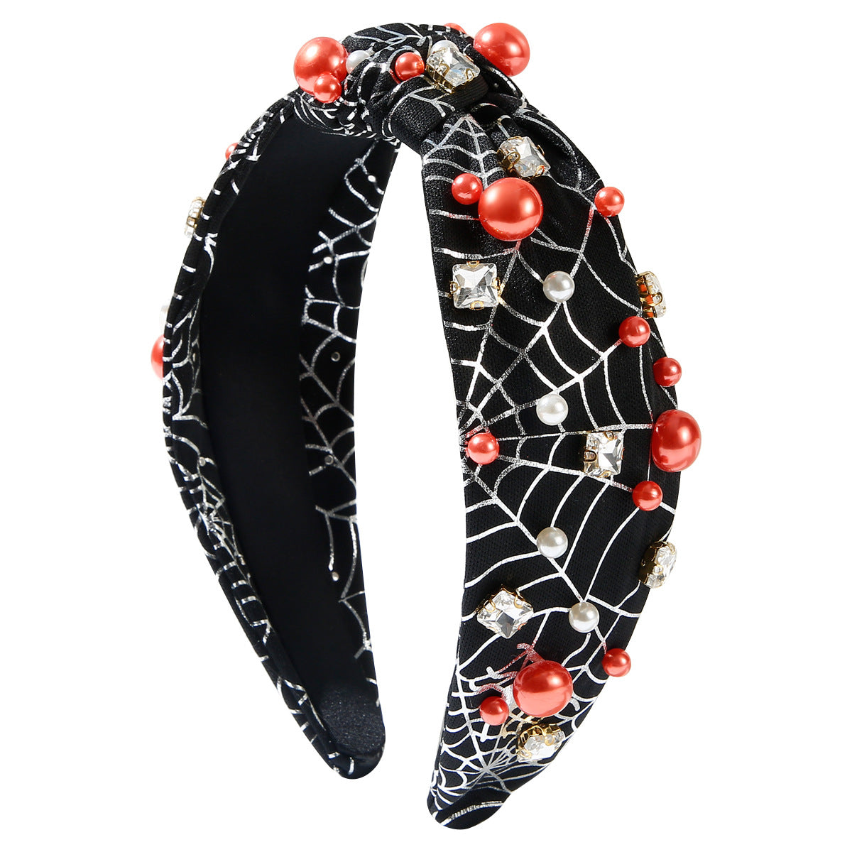 Wholesale Halloween Spider Web Skull Headpin Beaded Diamond Headband
